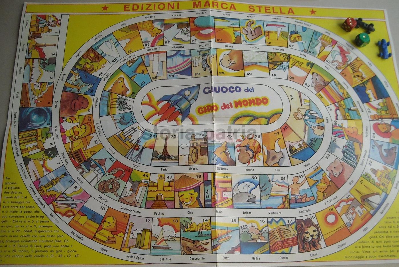 Gioco Giro Del Mondo Vintage Con Automobiline E Dadi Marca Stella