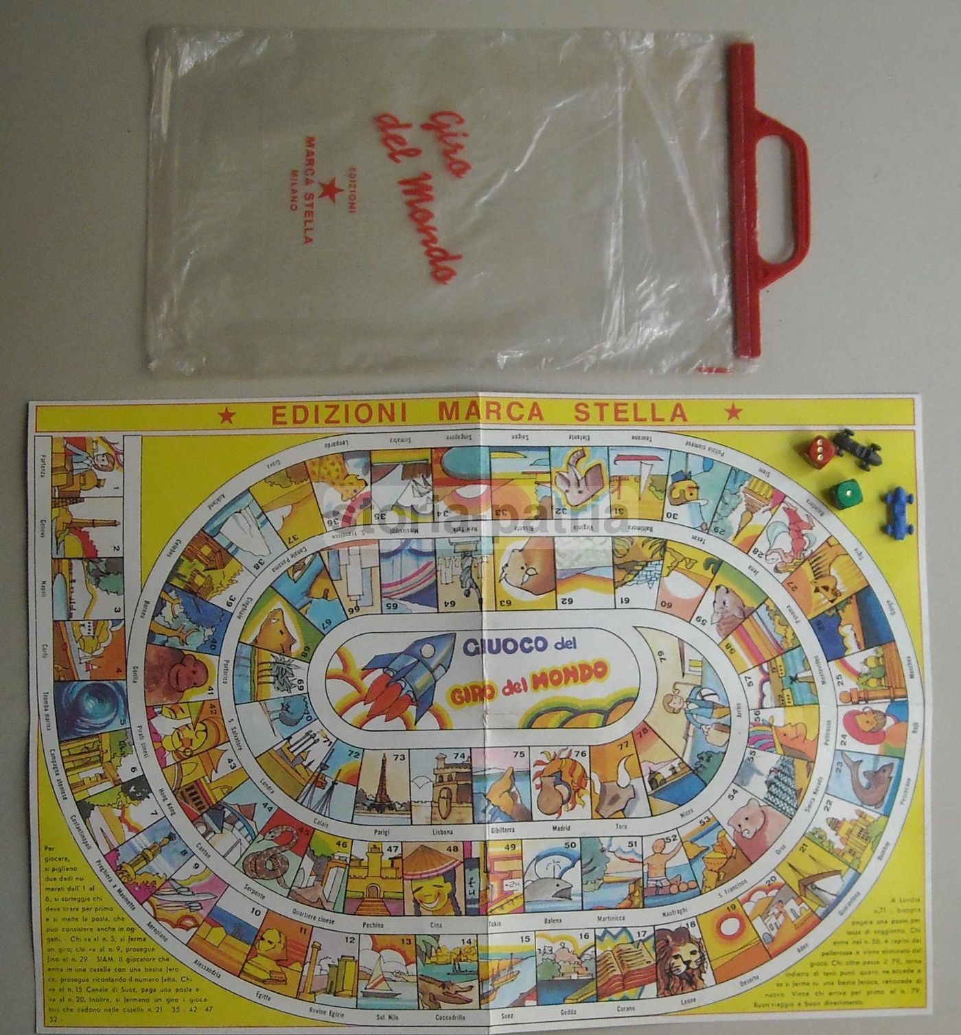 Gioco Giro Del Mondo Vintage Con Automobiline E Dadi Marca Stella