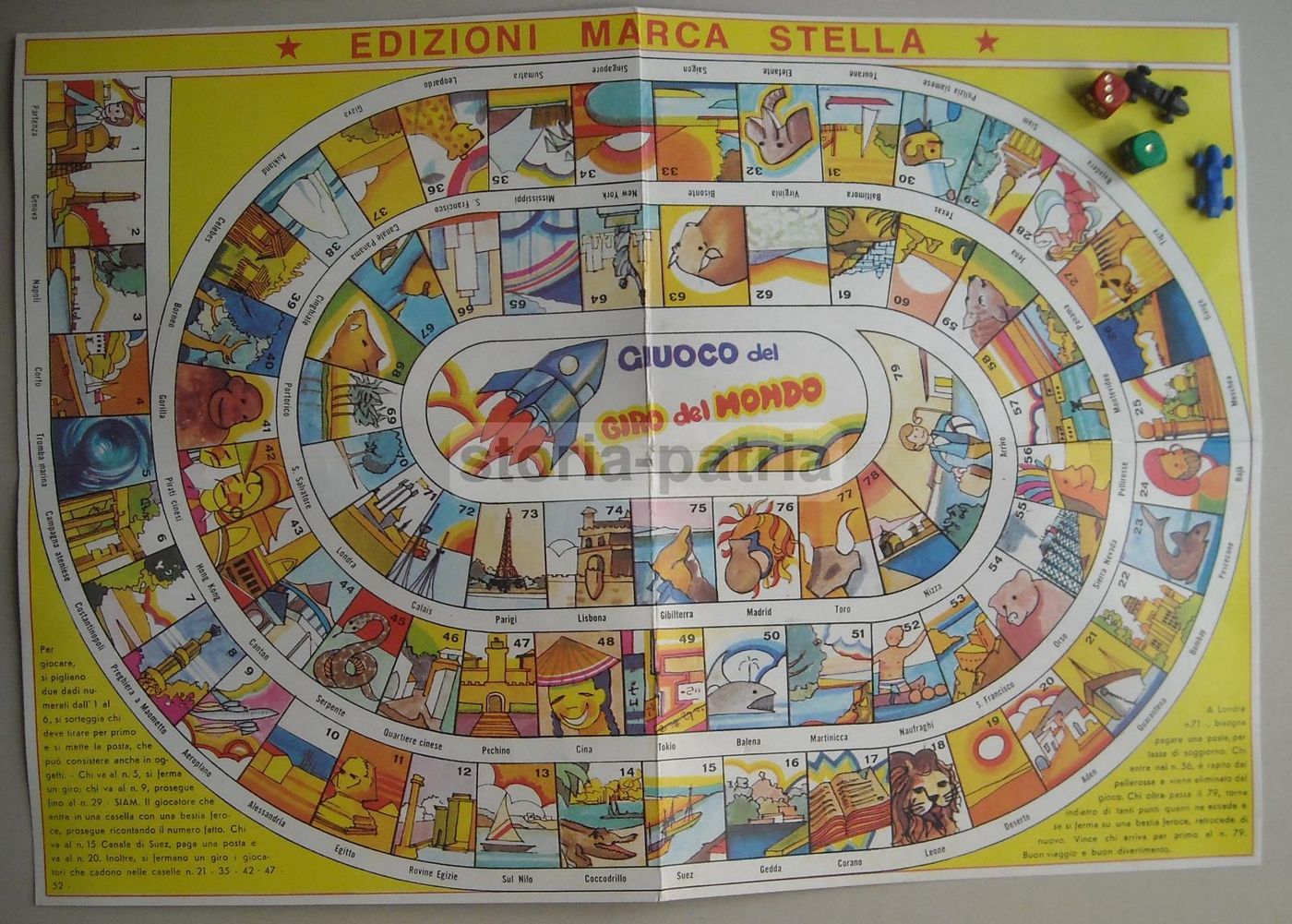 Gioco Giro Del Mondo Vintage Con Automobiline E Dadi Marca Stella