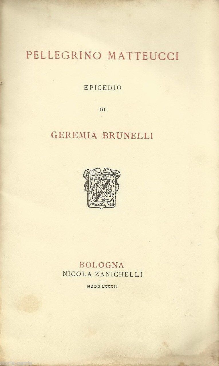 Epicedio Per Pellegrino Matteucci Di Geremia Brunelli, 1882