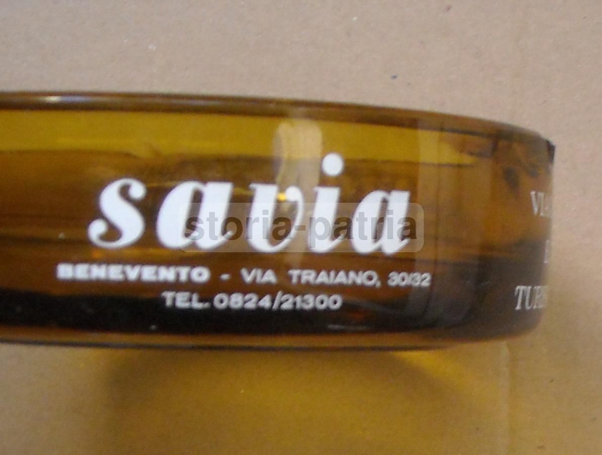 Posacenere Vintage In Vetro Pubblicitario Di Benevento, Anni '70