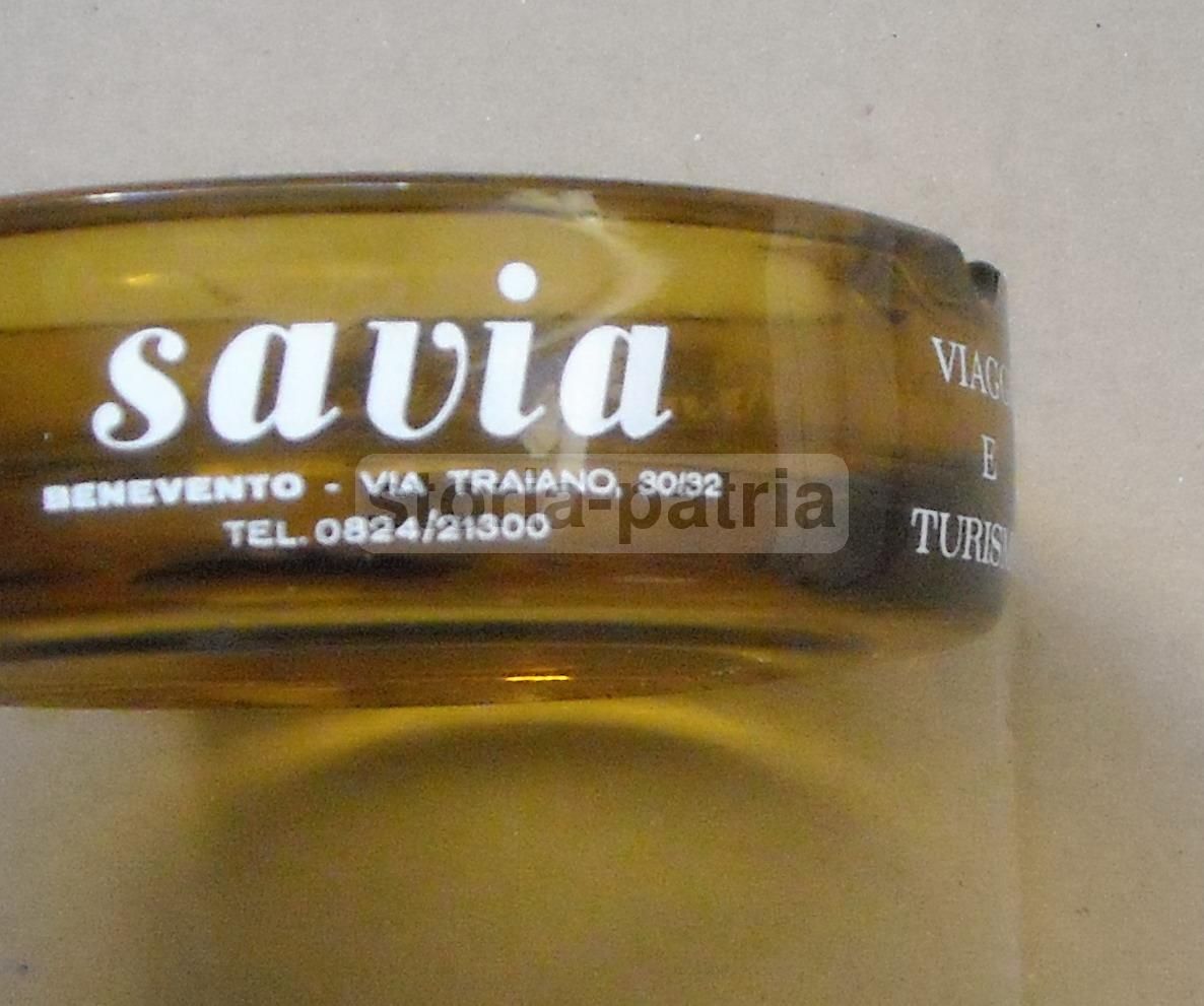 Posacenere Vintage In Vetro Pubblicitario Di Benevento, Anni '70
