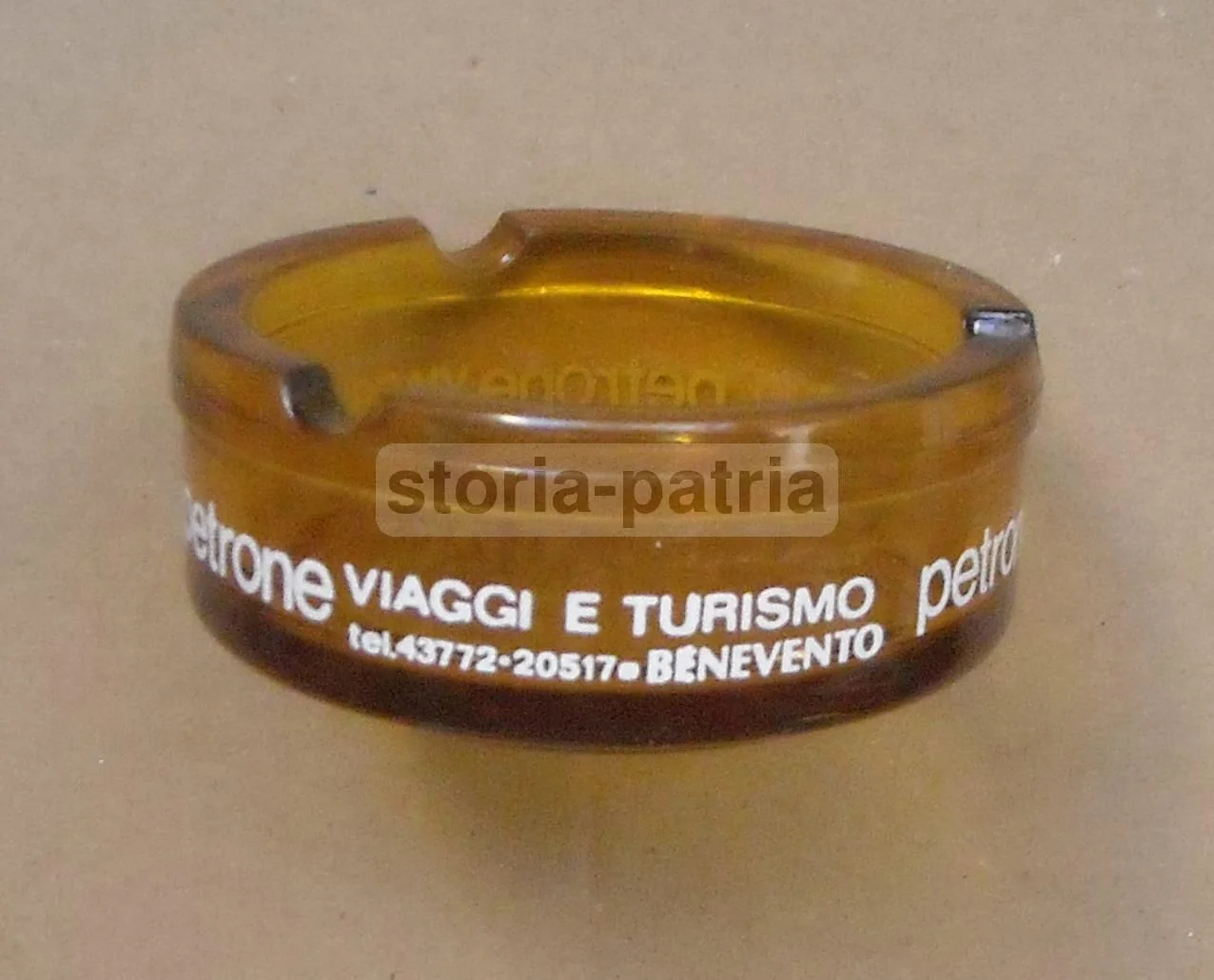 Advertising Glass Ashtray Petrone Benevento, 1970s