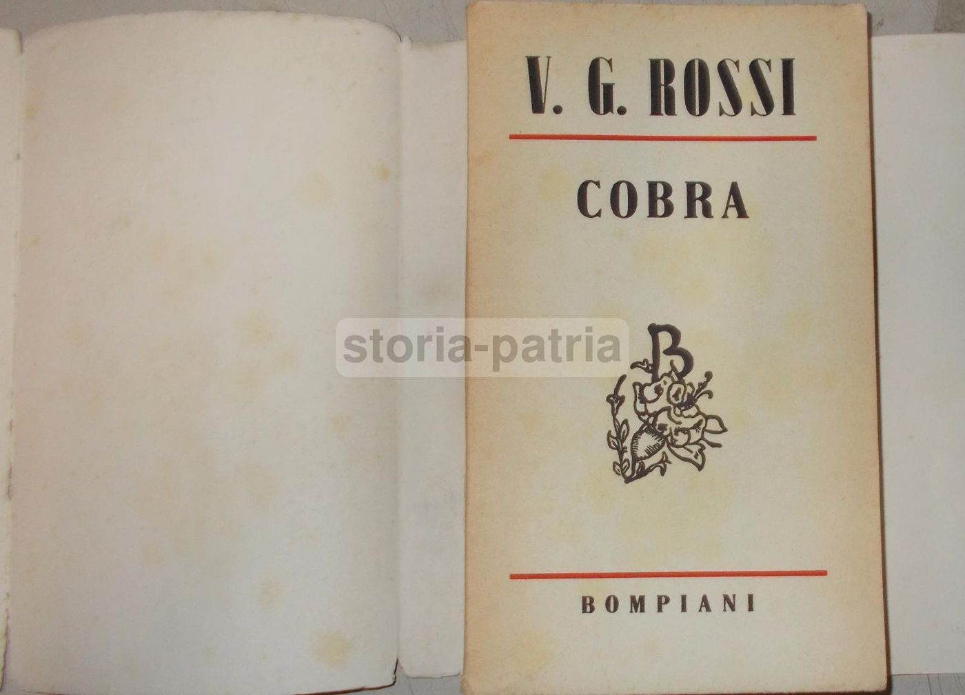 Cobra Di V. G. Rossi, 1945 Bompiani. Viaggio In India, Folklore E Giungla