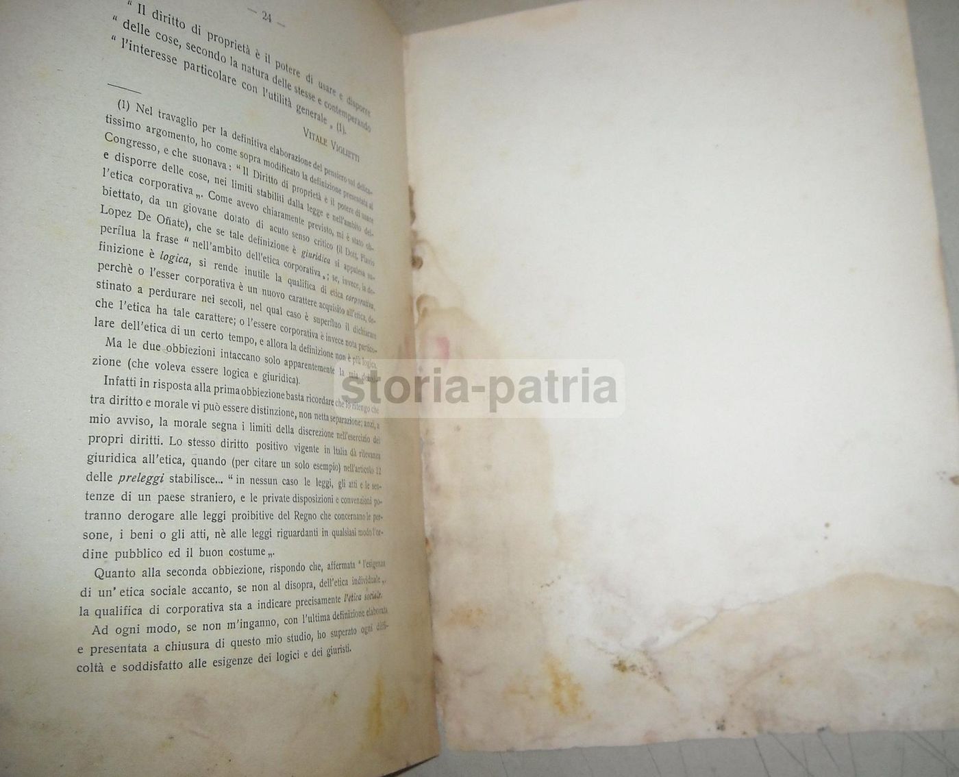 Vitale Viglietti, Etica Corporativa E Limiti Del Concetto Giuridico Di Proprietà, Napoli, 1934