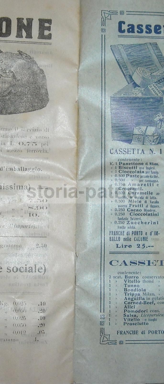 Listino Unione Cooperativa Milano 1914 Vini Alimentari Panettone