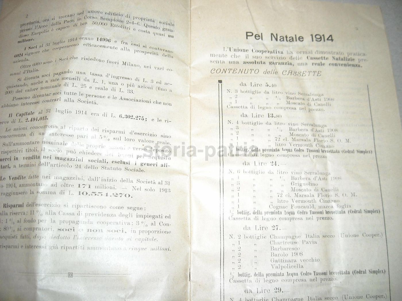 Listino Unione Cooperativa Milano 1914 Vini Alimentari Panettone