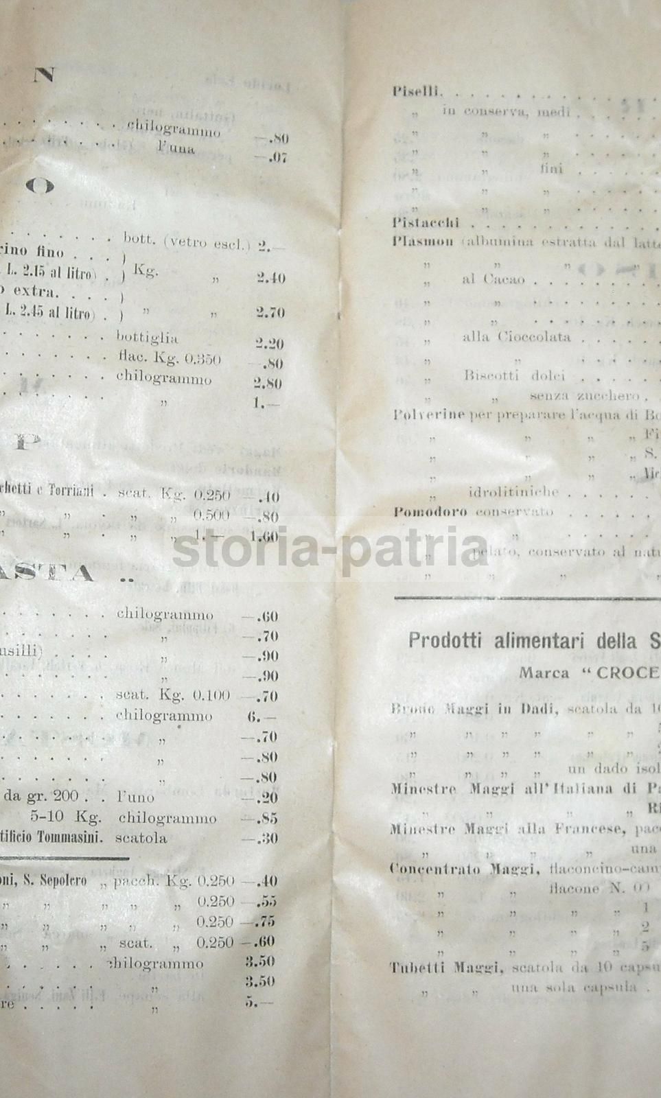 Listino Unione Cooperativa Milano 1914 Vini Alimentari Panettone