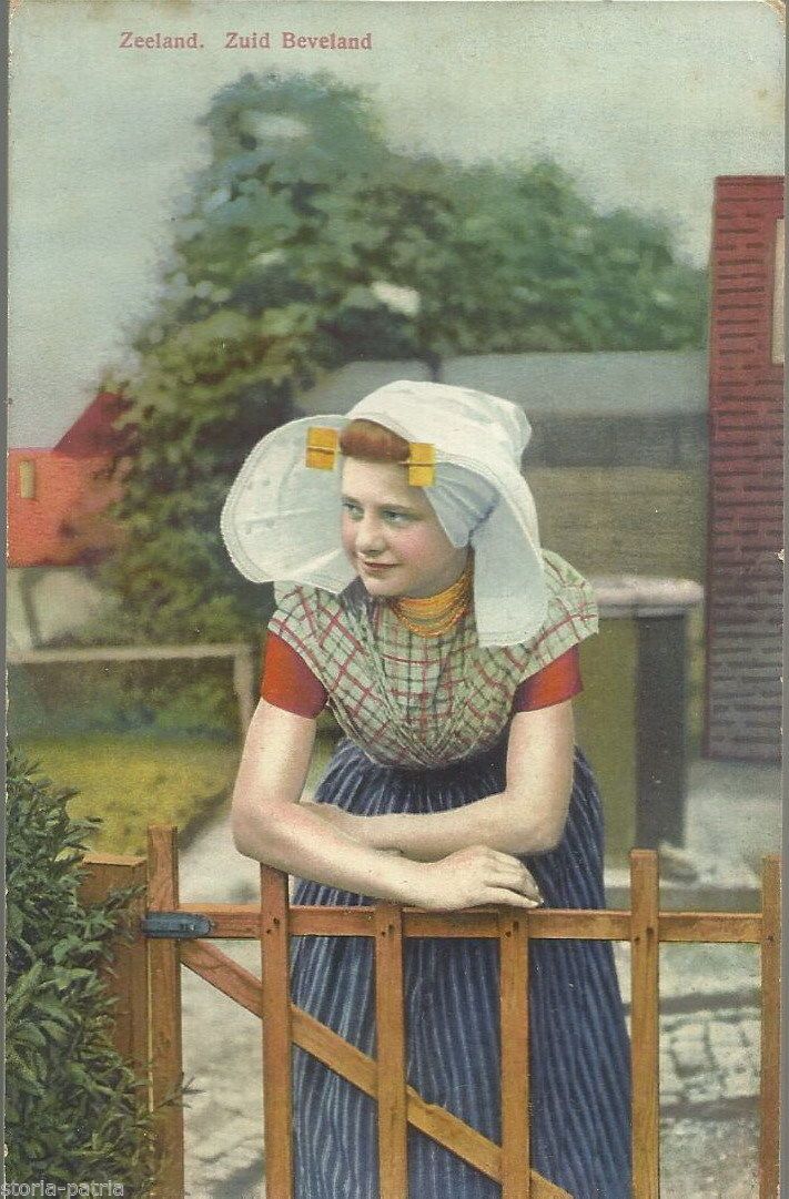 Cartolina Antica Zelanda Zuid Beveland Costume Popolare 1920