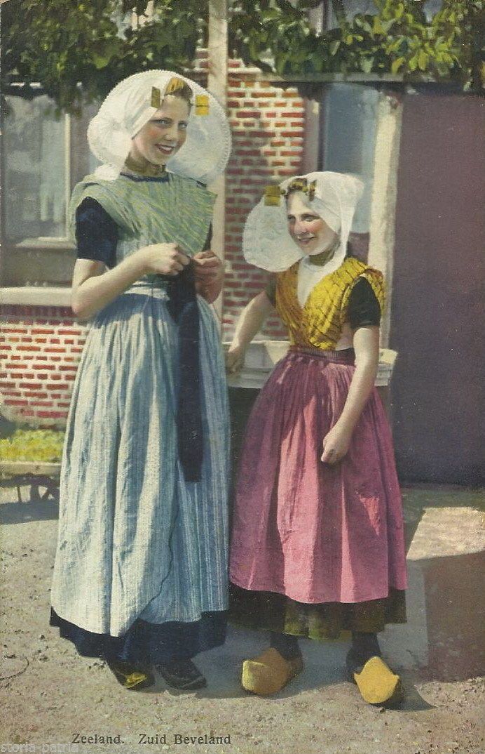 Cartolina Antica Zelanda Sud Beveland, Costumi Popolari, Fotocromia