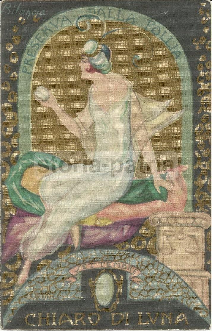 Cartolina Antica Segno Zodiacale Bilancia Liberty 1928 Firenze