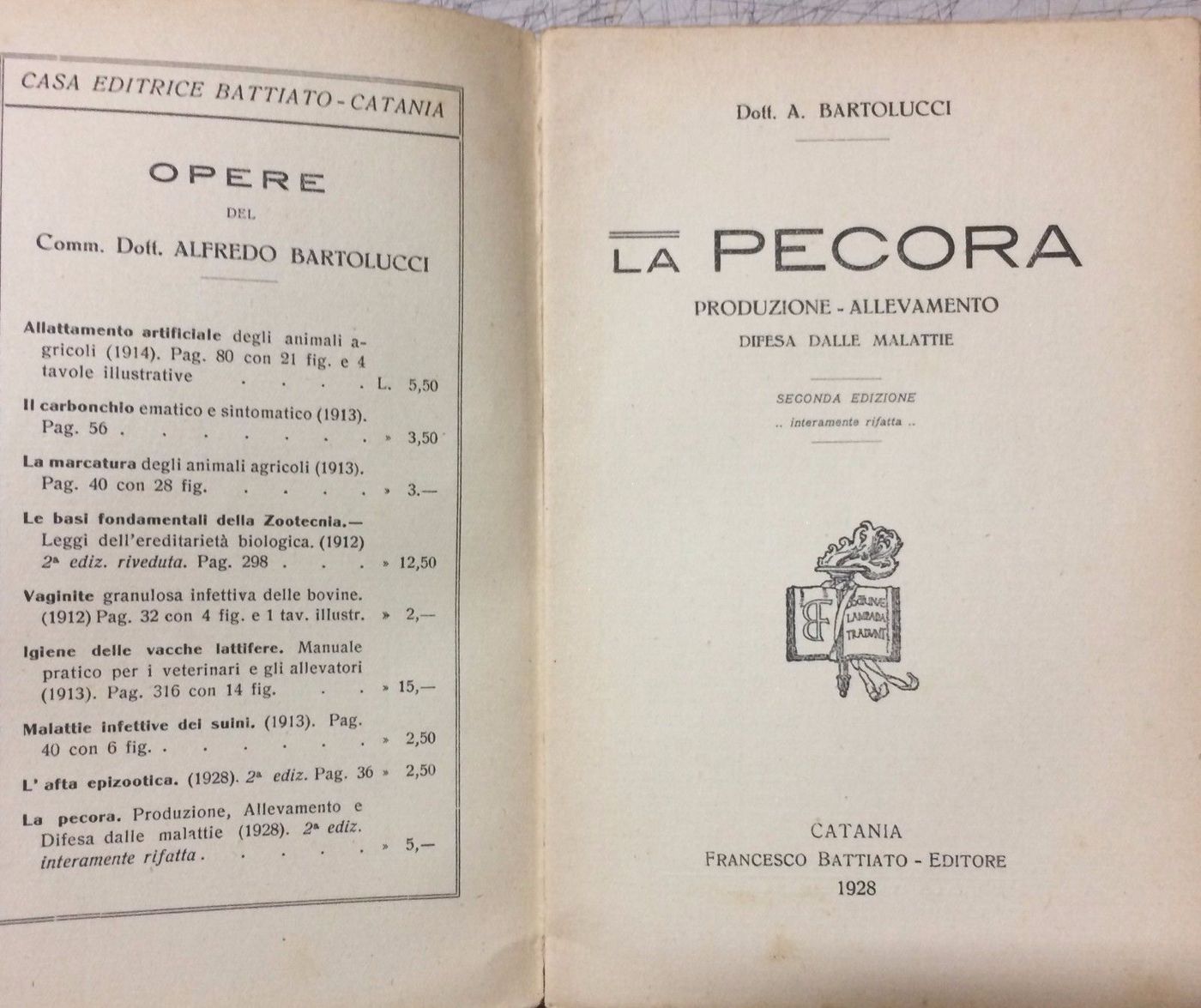 La Pecora Di A. Bartolucci (1928): Manuale Di Zootecnia E Veterinaria