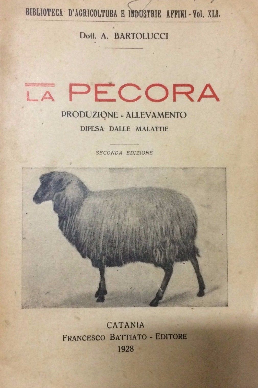 La Pecora Di A. Bartolucci (1928): Manuale Di Zootecnia E Veterinaria
