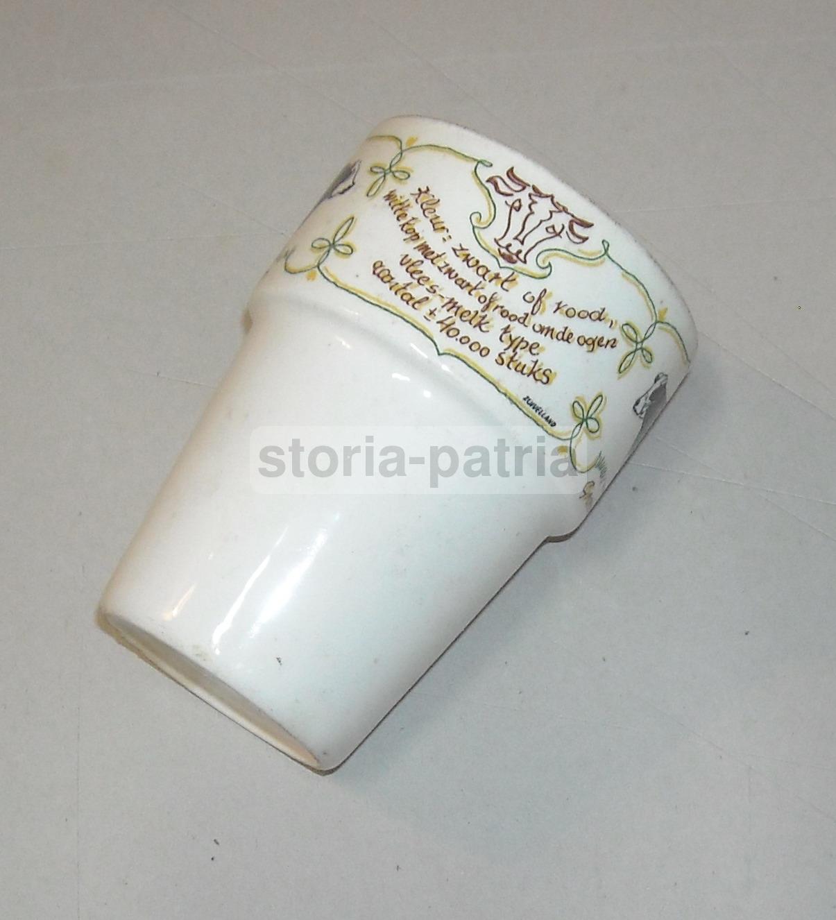 Bicchiere In Ceramica Pagnossin Anni '30 '50 Con Decoro Bovino