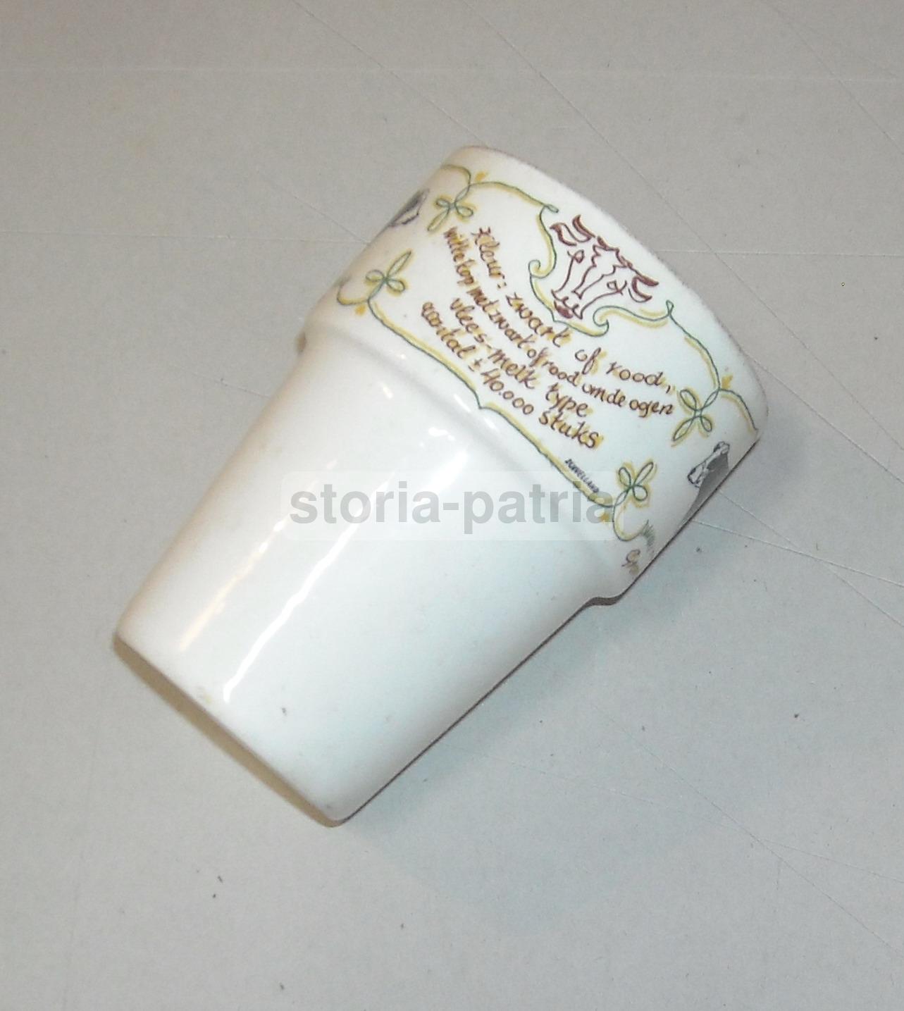 Bicchiere In Ceramica Pagnossin Anni '30 '50 Con Decoro Bovino