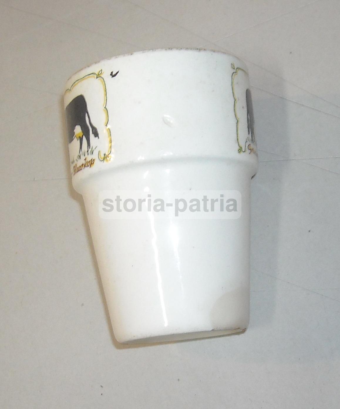 Bicchiere In Ceramica Pagnossin Anni '30 '50 Con Decoro Bovino