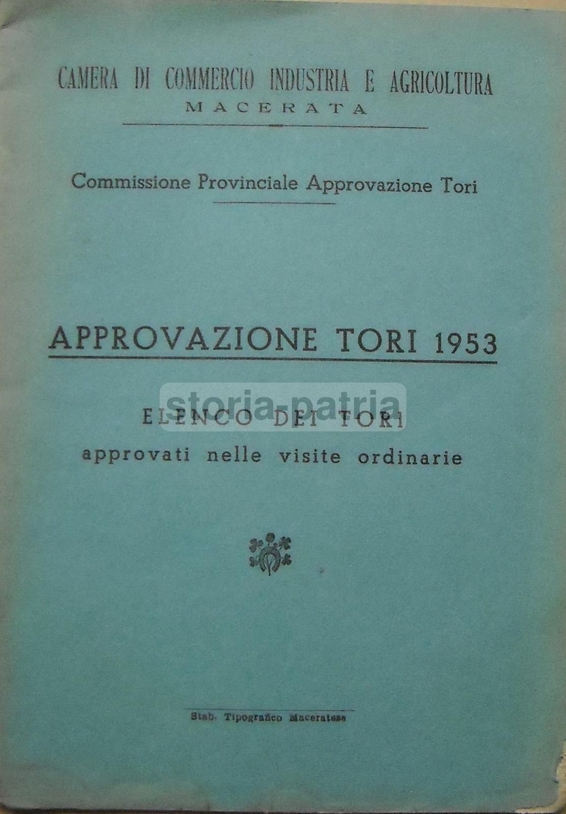 Elenco Tori Approvati Macerata 1953 Zootecnia Marche Proprietari