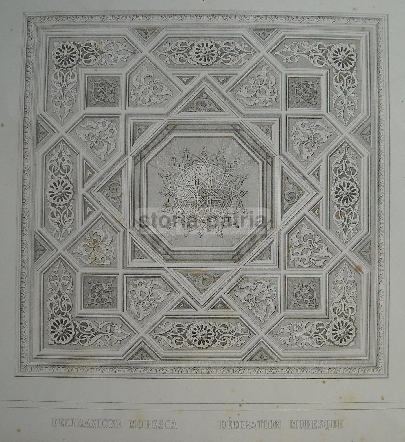 Stampa Antica Decorazione Moresca, Giovanni Zuliani E Lodovico Cadorin, 1864