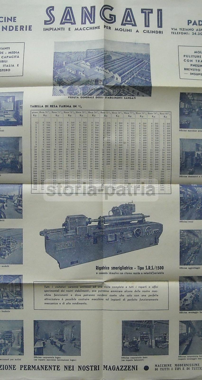 Agricoltura, Industria Meccanica Sangati, Macchine Per Molini, Fonderia, Padova, 1951 immagine 1