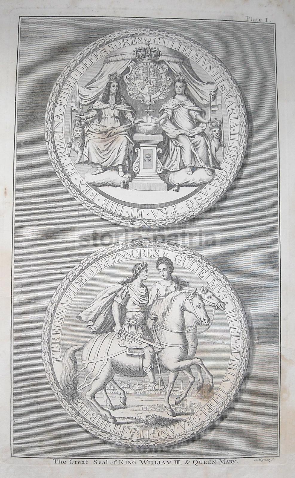 Antiche Medaglie, Araldica, Nobilta Anglosassone, King William Iii, Queen Mary, 700 immagine 1