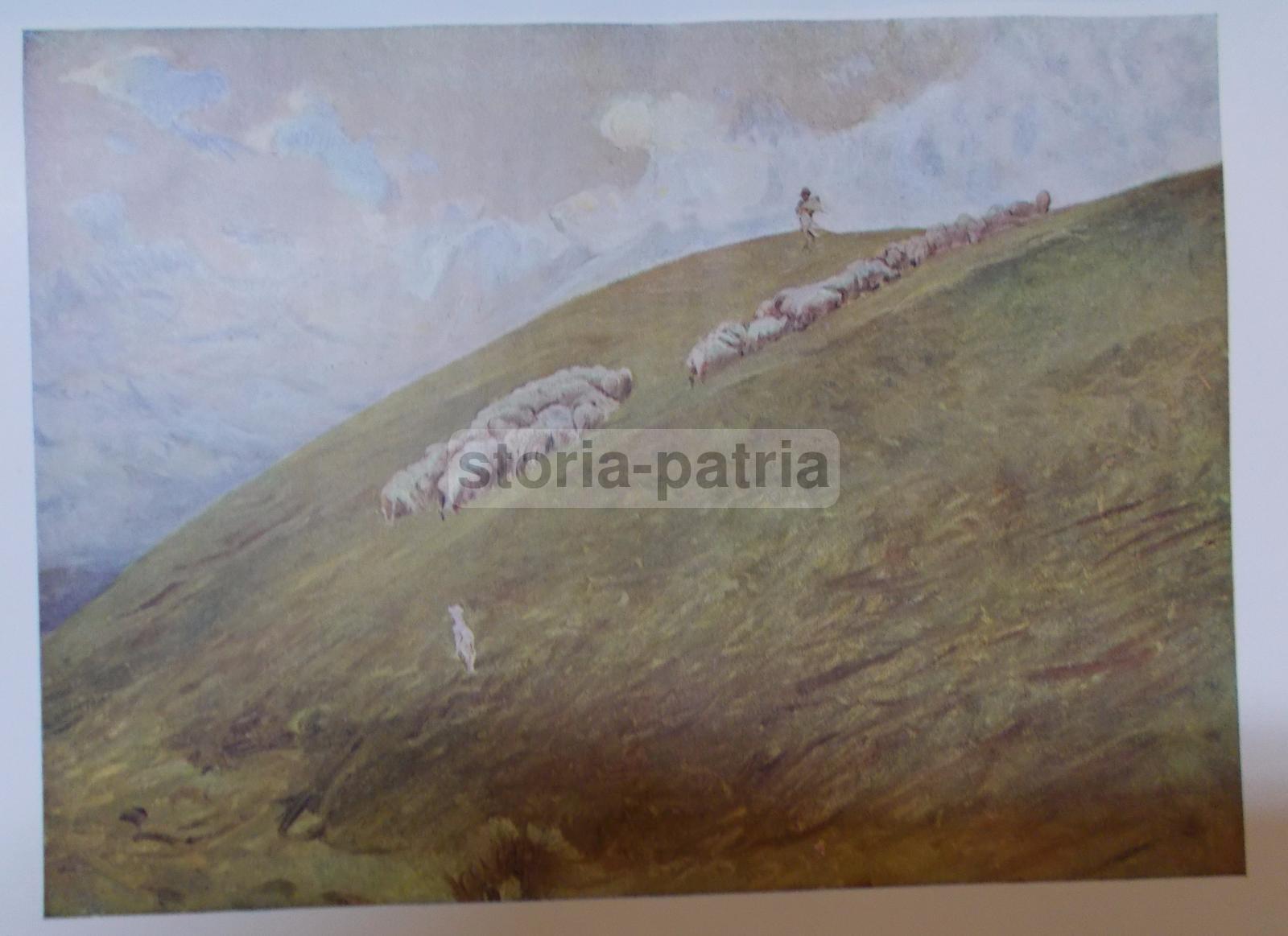 Arte, Artisti Italiani, Sartorio, Bella Veduta Paesaggistica Pastorale, Pastorello immagine 1