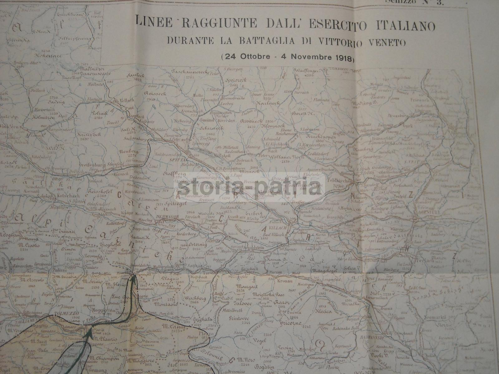 Militaria, Grande Guerra, Vittorio Veneto, Antica Edizione, Con Tre Grandi Mappe immagine 5