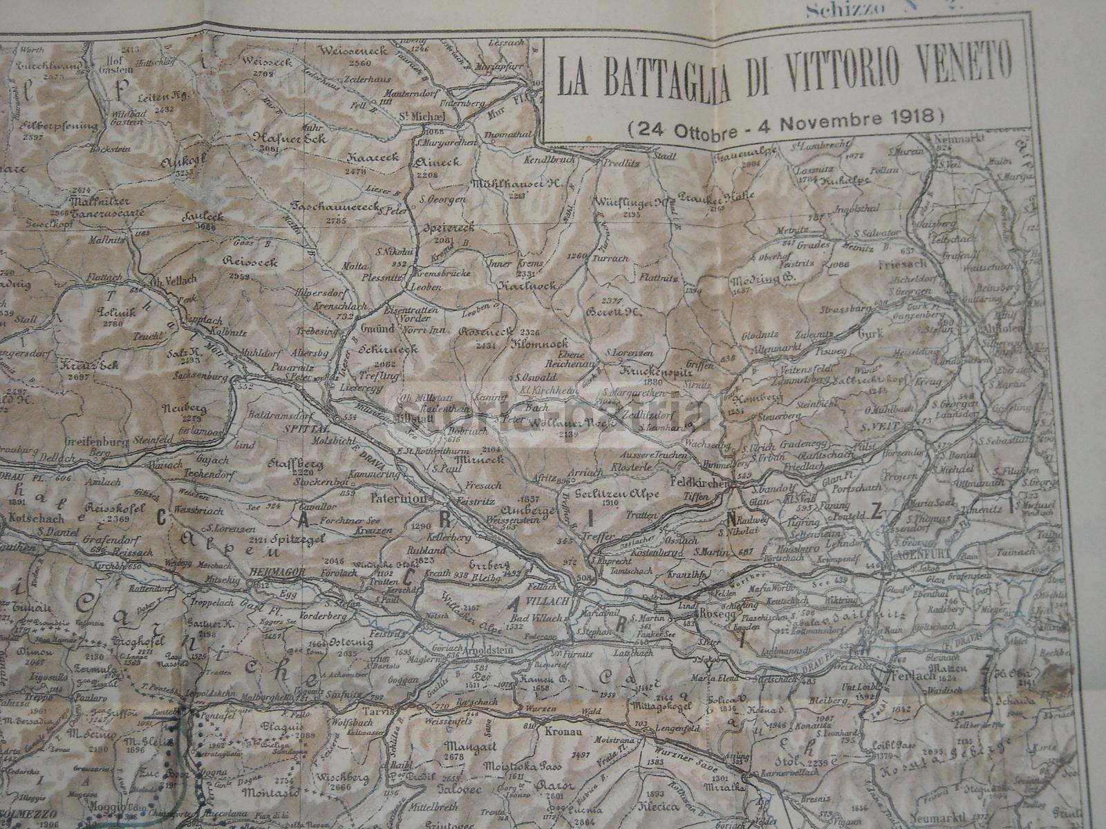 Militaria, Grande Guerra, Vittorio Veneto, Antica Edizione, Con Tre Grandi Mappe immagine 10