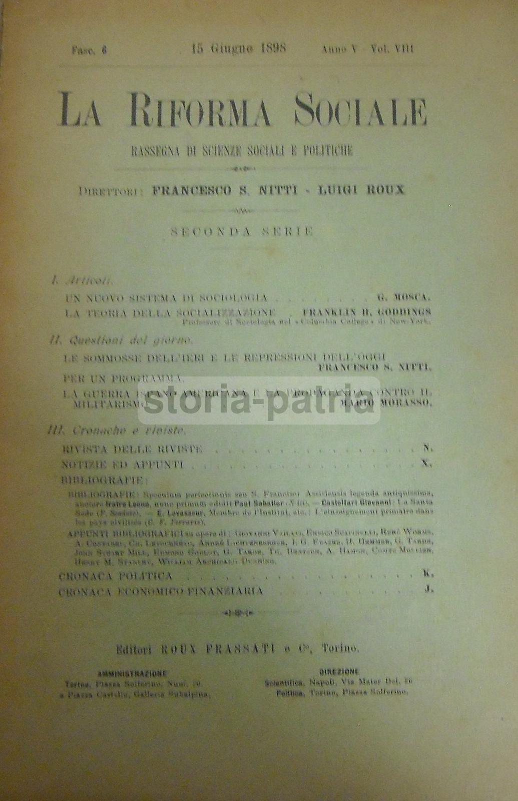 Politica, Economia, Sociologia, Questione Meridionale, Nitti, Morasso, Socialismo, 1898 immagine 1