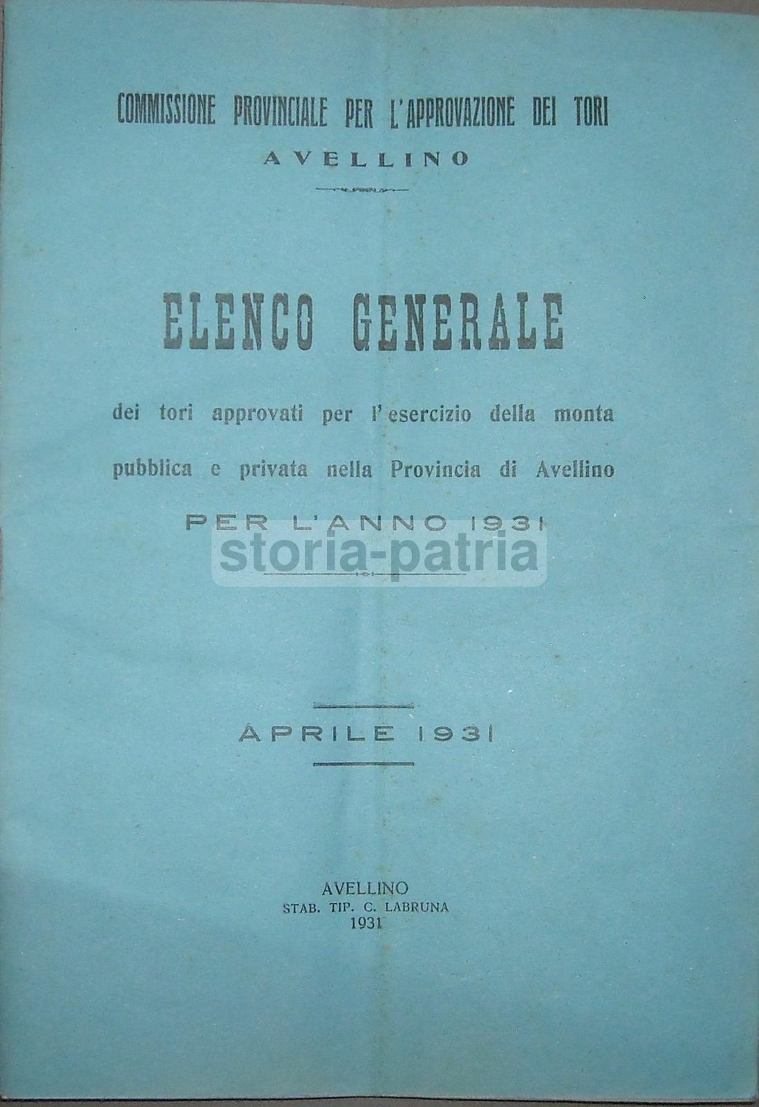Zootecnia, Elenco Dei Tori Da Monta, Irpinia, Nomi Dei Proprietari, Numerosi Paesi immagine 1